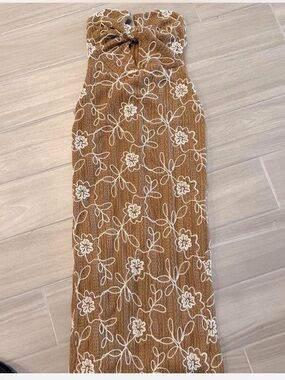 ASOS Tan Dress with White Floral Embroidery